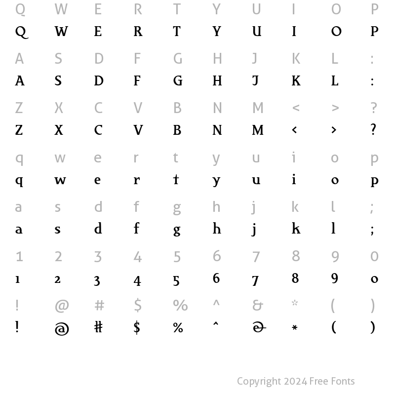 Character Map of Cajoun LT Std Regular