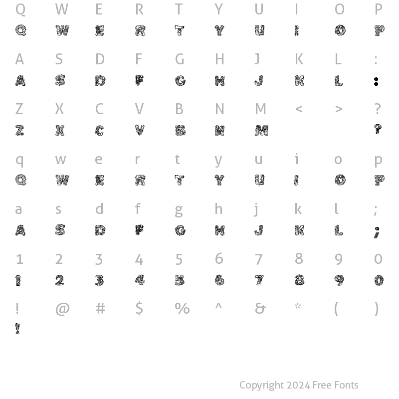 Character Map of Cake Frosting Decorative