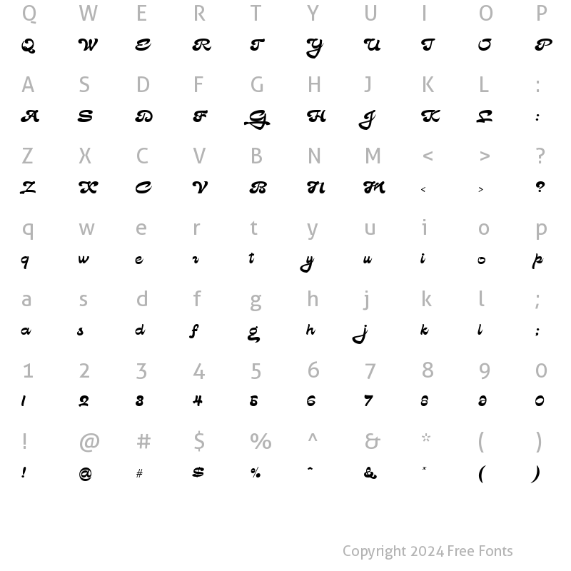 Character Map of Calagio Regular