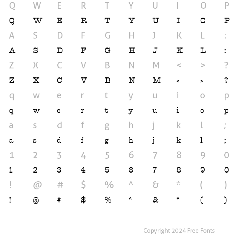 Character Map of Calamity Wayne Regular