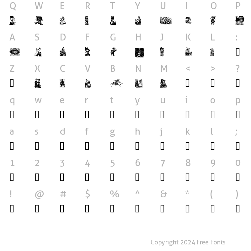 Character Map of Calaveras 323 Regular