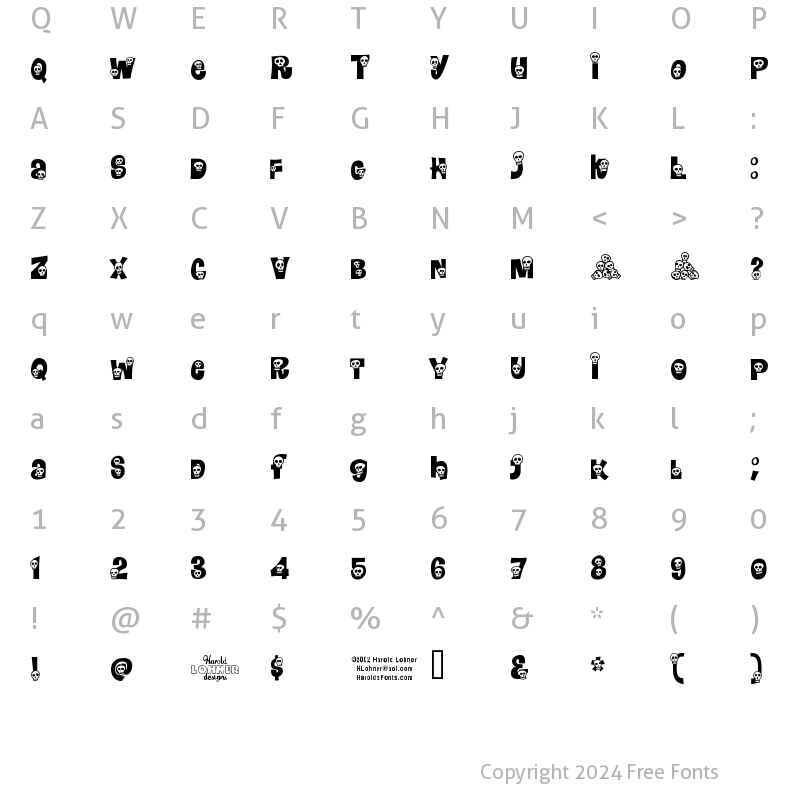 Character Map of Calaveras Regular