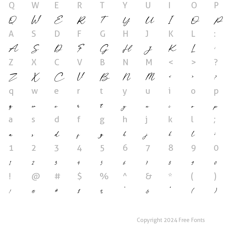 Character Map of Calaya Italic