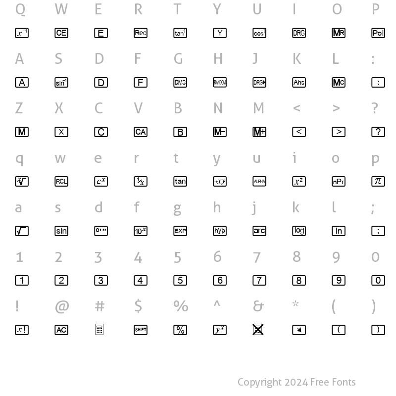 Character Map of CalcHux Regular