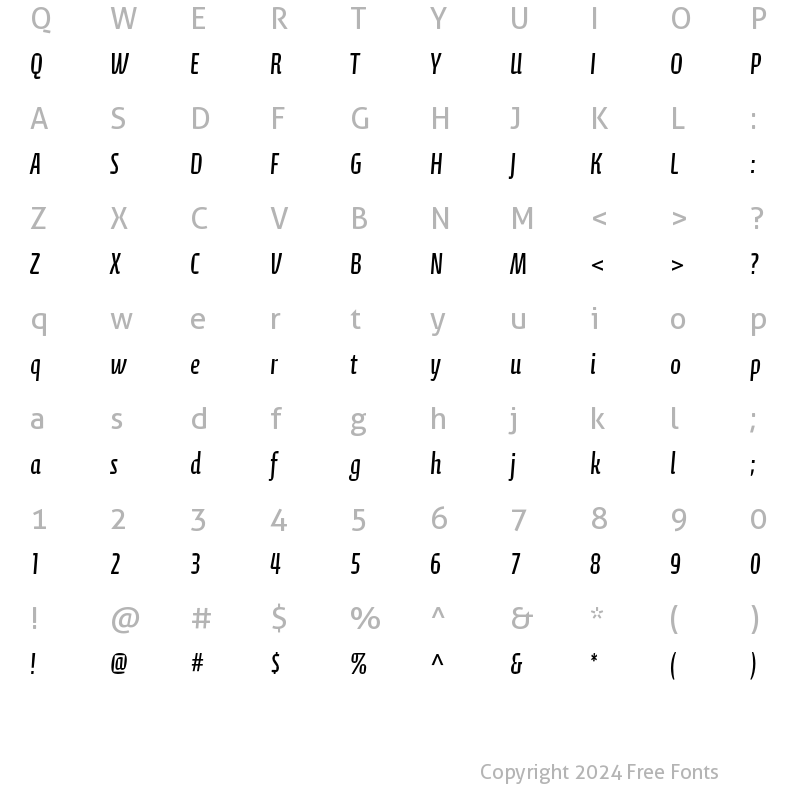 Character Map of Calcite Pro Regular