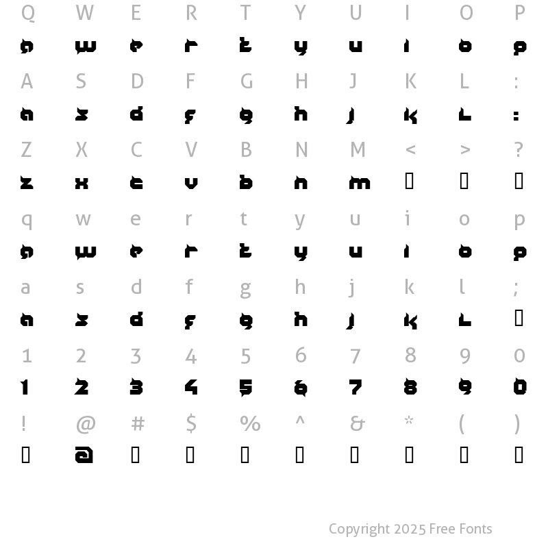 Character Map of CALCULATOR Regular