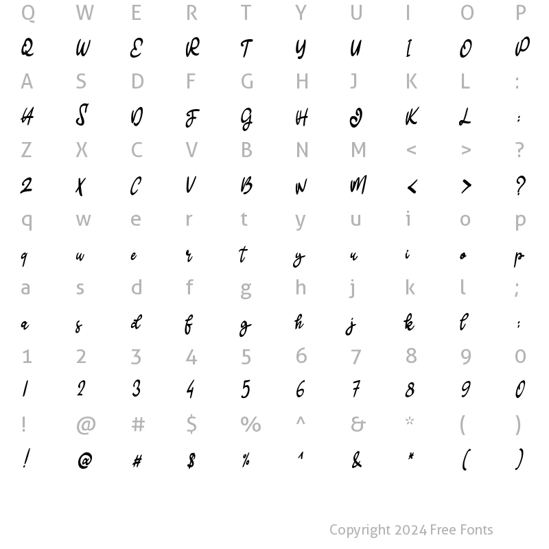 Character Map of Caledy Regular