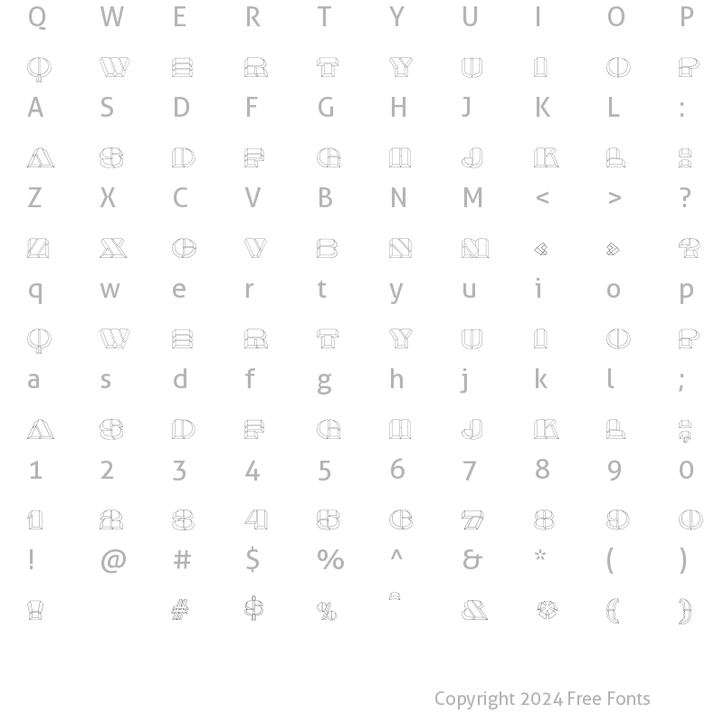 Character Map of Calendar Regular