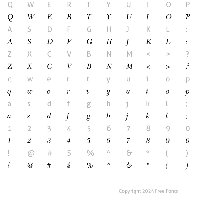 Character Map of CalendarNova BoldItalic