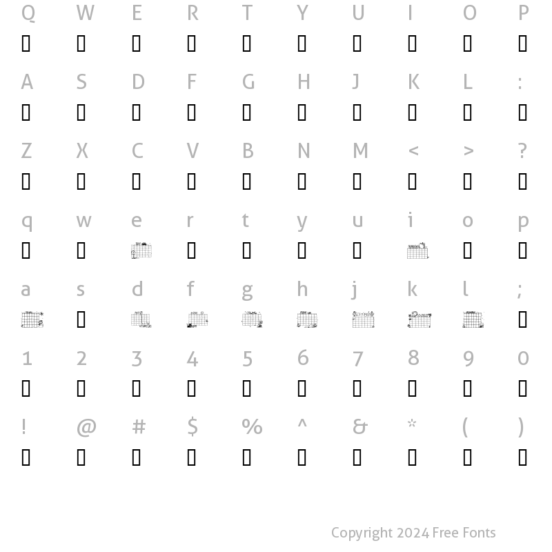 Character Map of Calender Regular