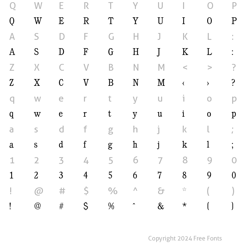 Character Map of Calgary-Light Regular