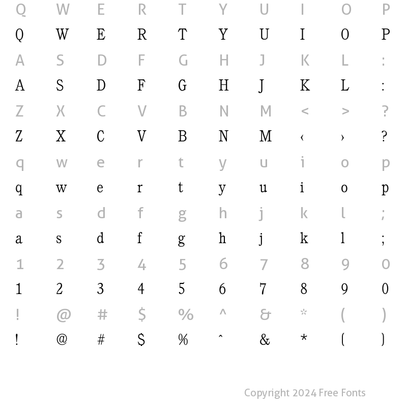 Character Map of Calgary-Xlight Regular