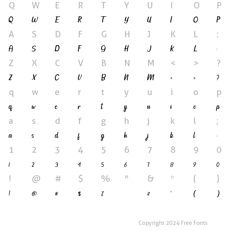 Character Map of Calhtia Regular