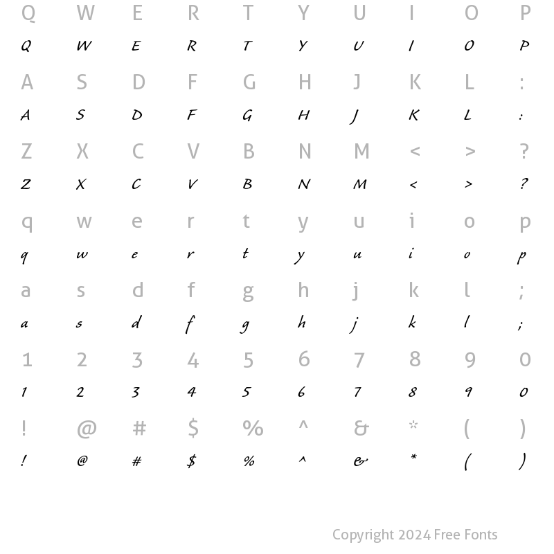 Character Map of Caliban Regular