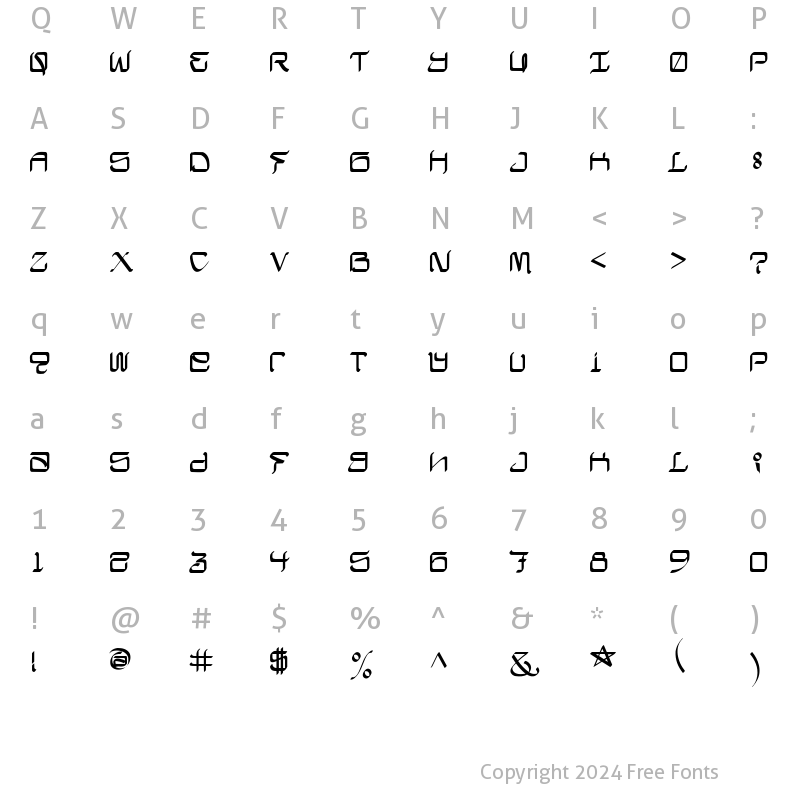 Character Map of Califas-Chisel Regular