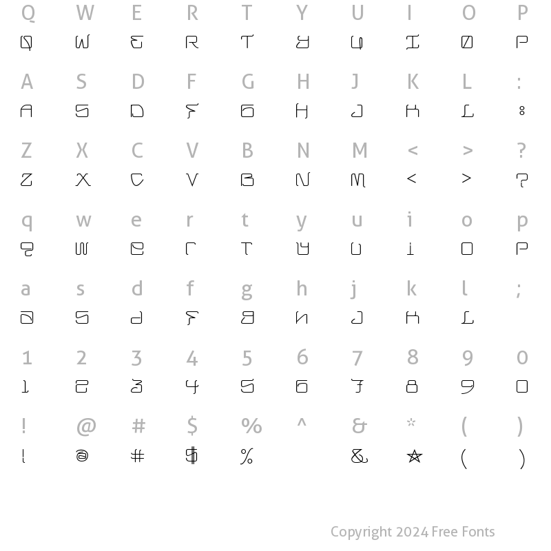 Character Map of Califas-Neon Regular