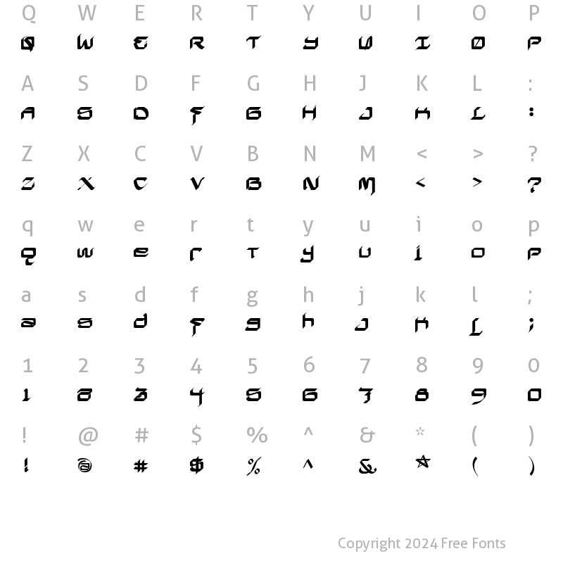 Character Map of Califas-Wide Regular