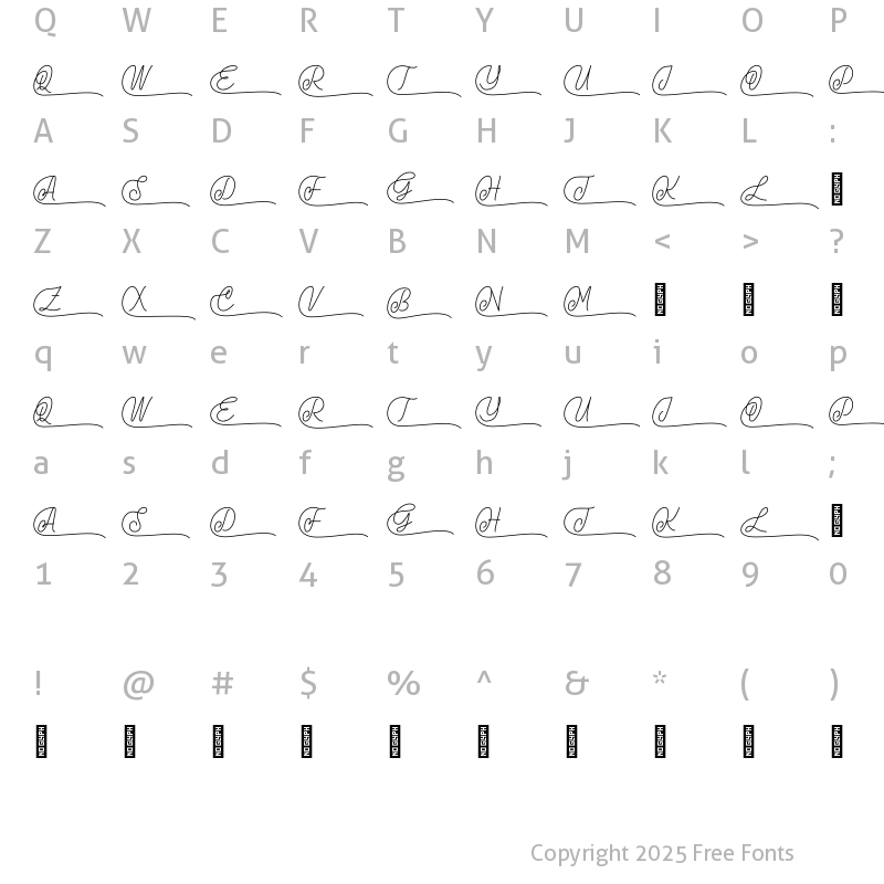 Character Map of California Sunset - Uppercase Alternates Regular