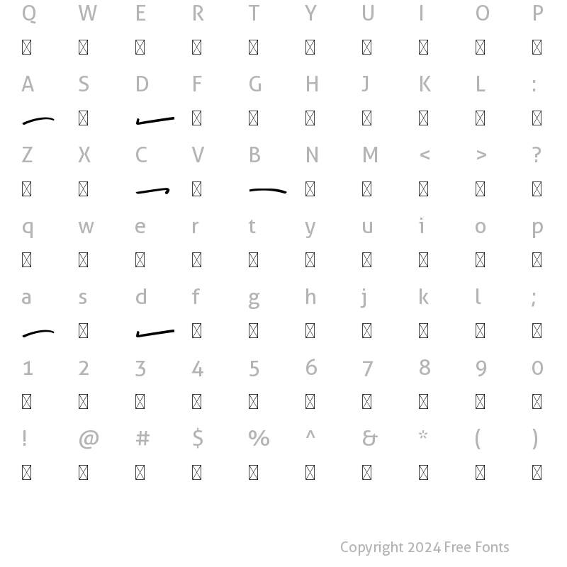 Character Map of California Swashes