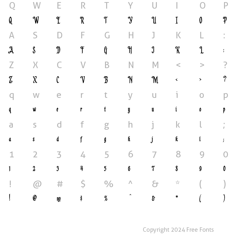 Character Map of CalifornianLHF Antique