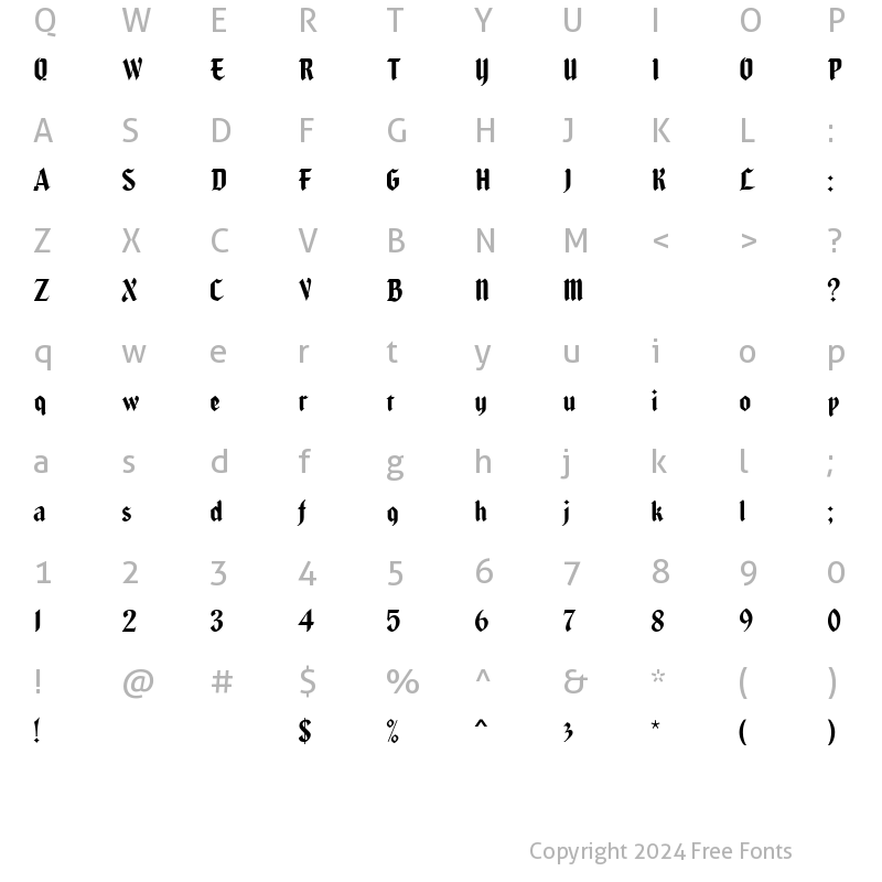 Character Map of Caligra MN Regular