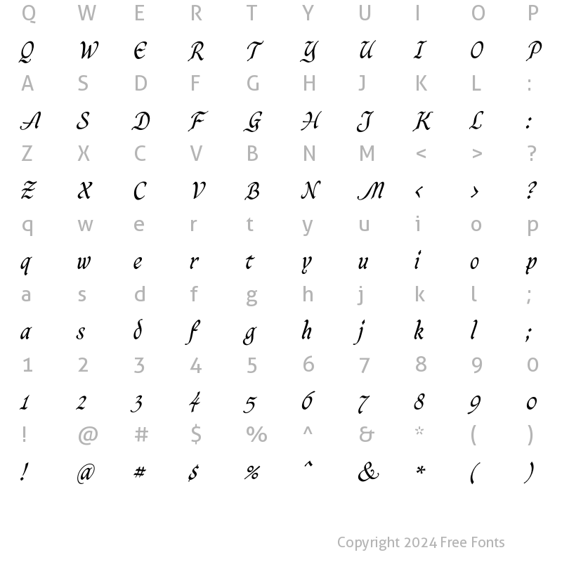 Character Map of Caligraf Medium Regular