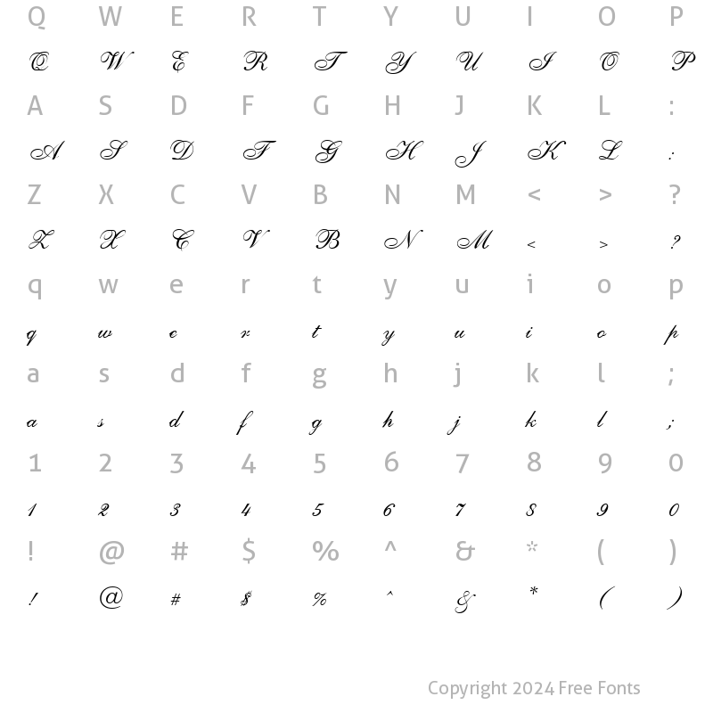 Character Map of Caligraf W Normal