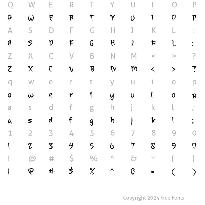 Character Map of Caligrafi Bold