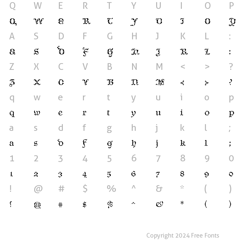 Character Map of CaligrafiaDeBula Normal Regular