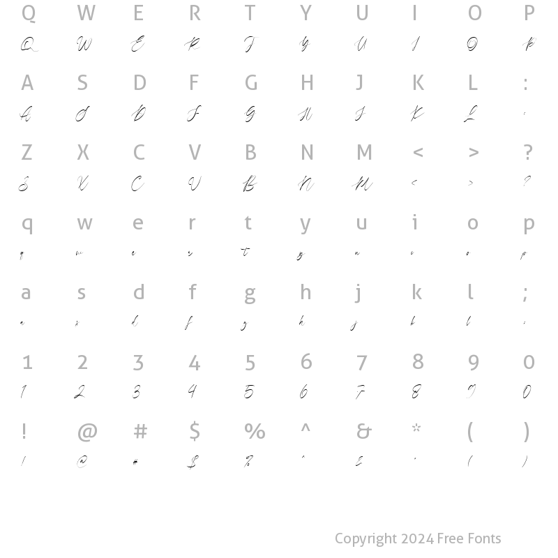 Character Map of Calimbria Regular