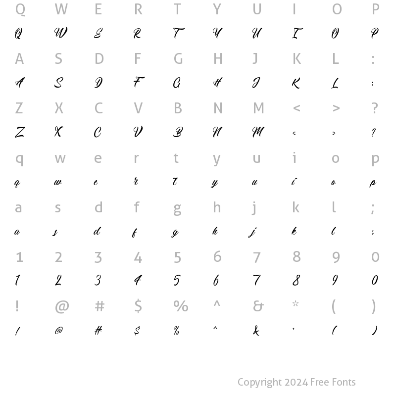 Character Map of Calingham Regular