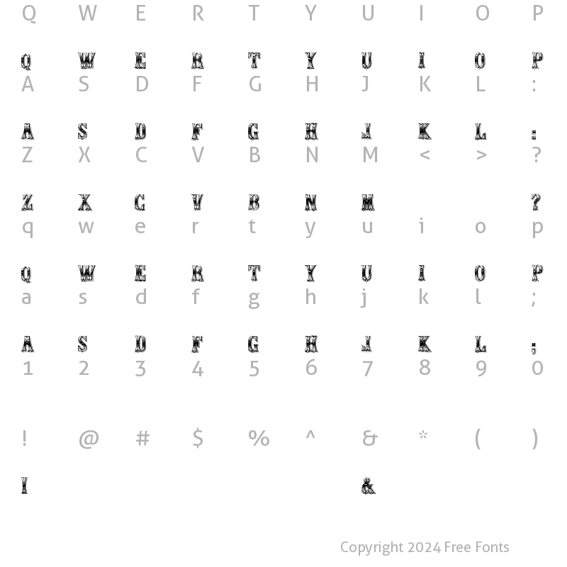 Character Map of Caliope Regular