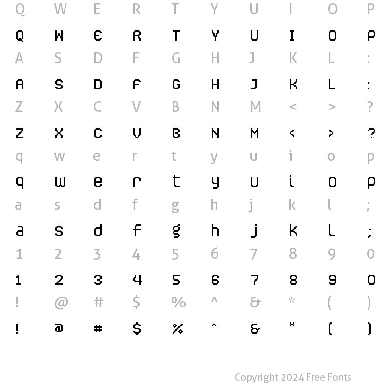 Character Map of CALIPER 555SS Regular