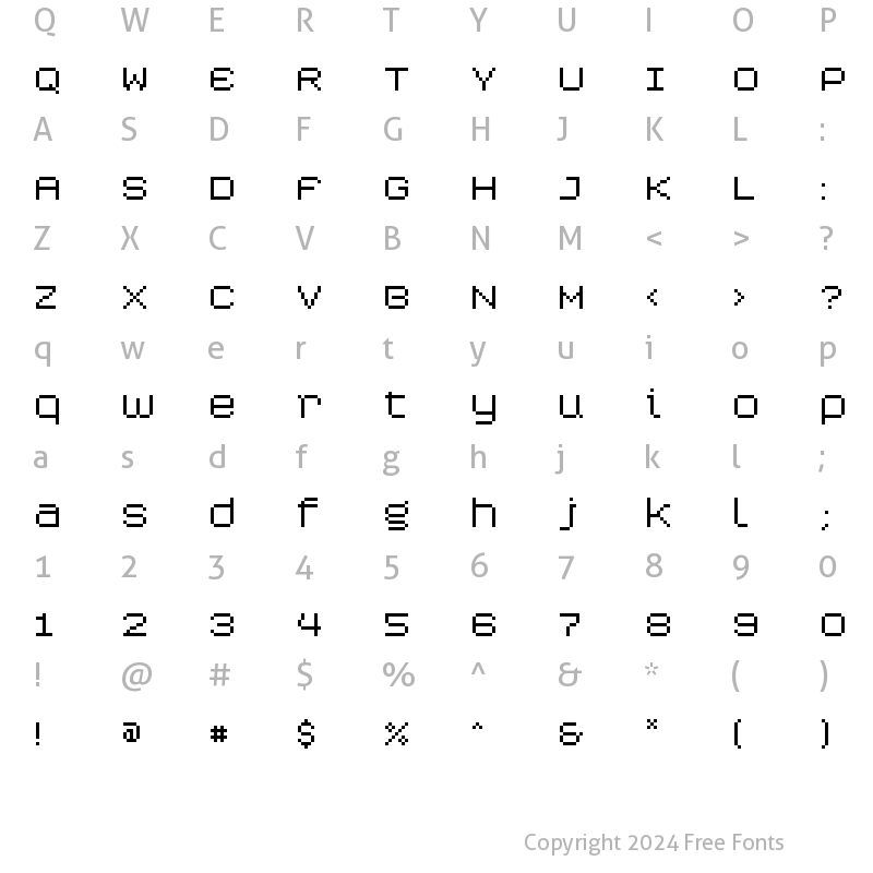 Character Map of CALIPER 999XX Regular