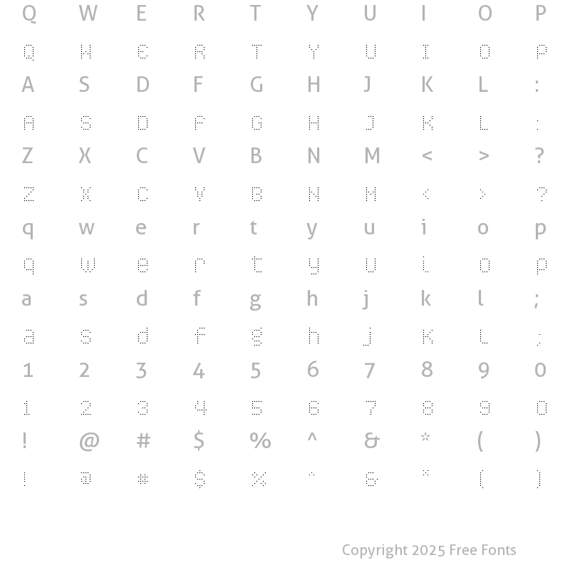 Character Map of Caliper LightCubed
