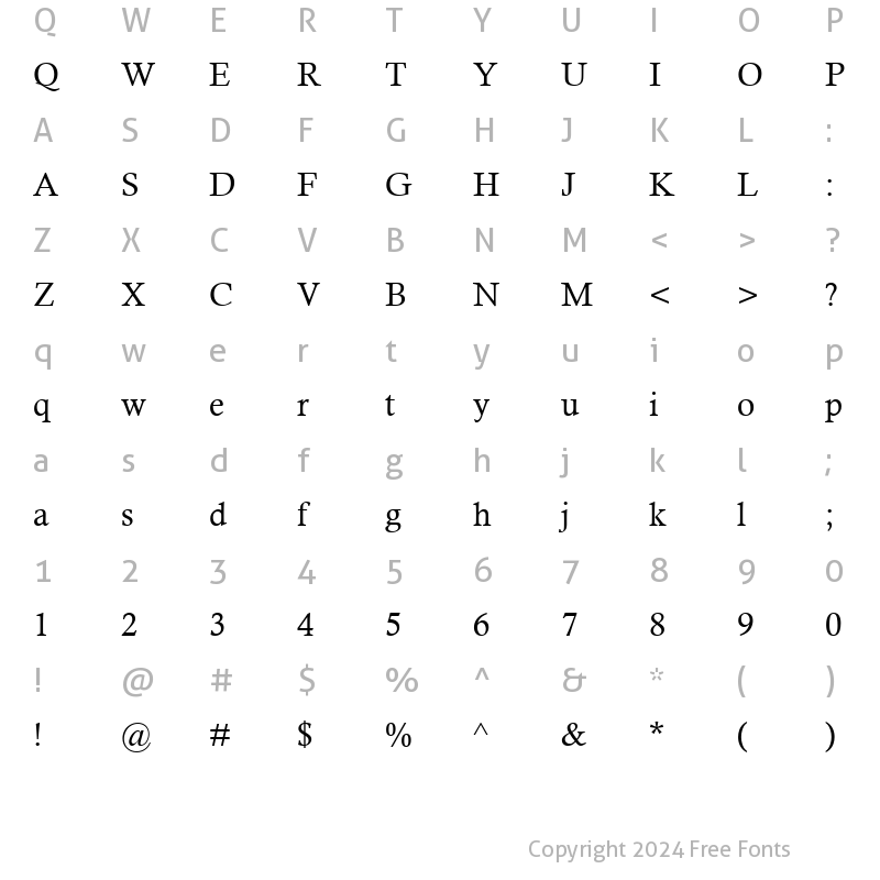 Character Map of Calisto MT Regular