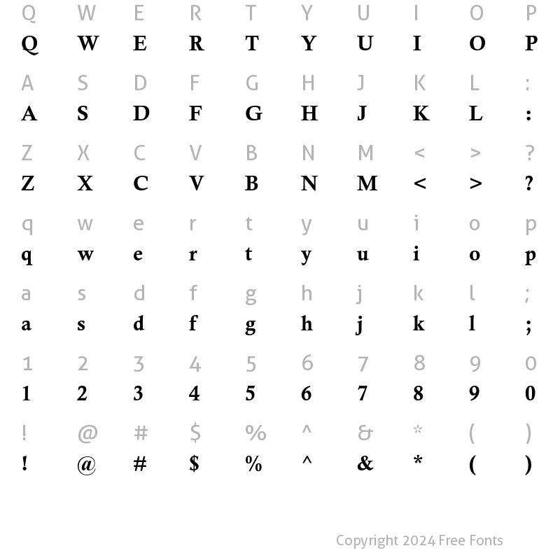 Character Map of Calisto MT Std Bold