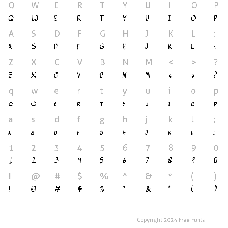 Character Map of Calita Regular