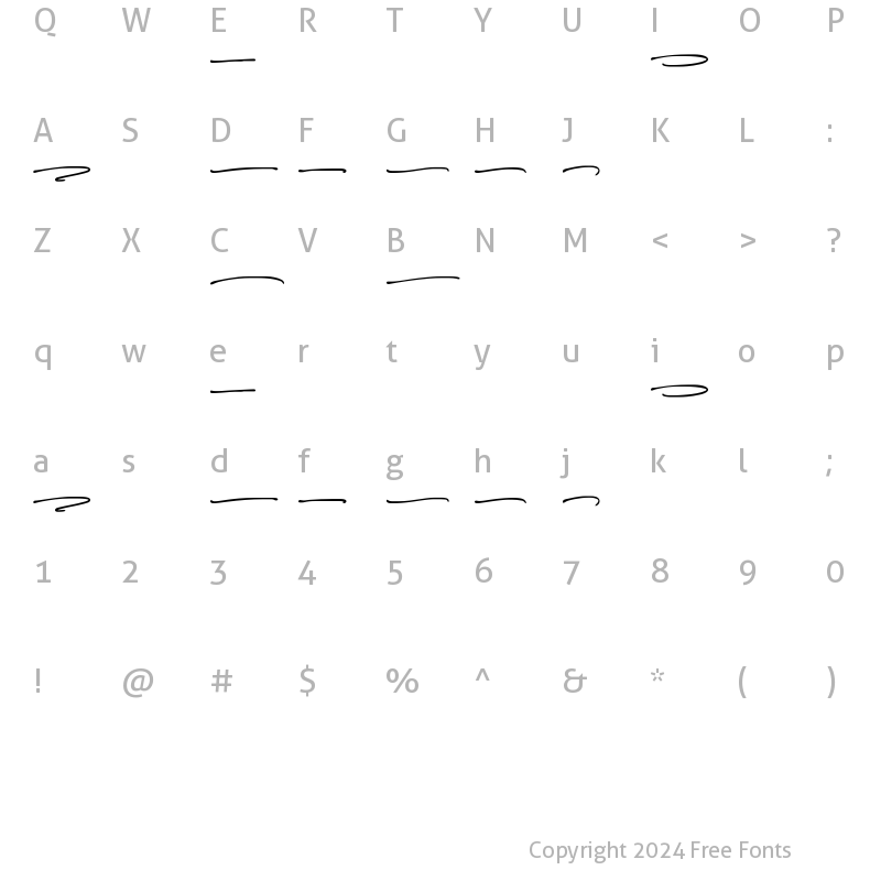 Character Map of Caliway Swash Regular