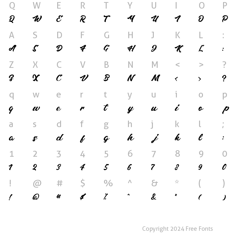 Character Map of Calks Regular