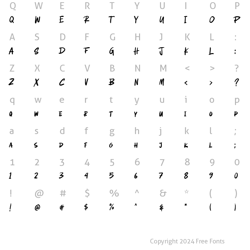 Character Map of Callahan Regular