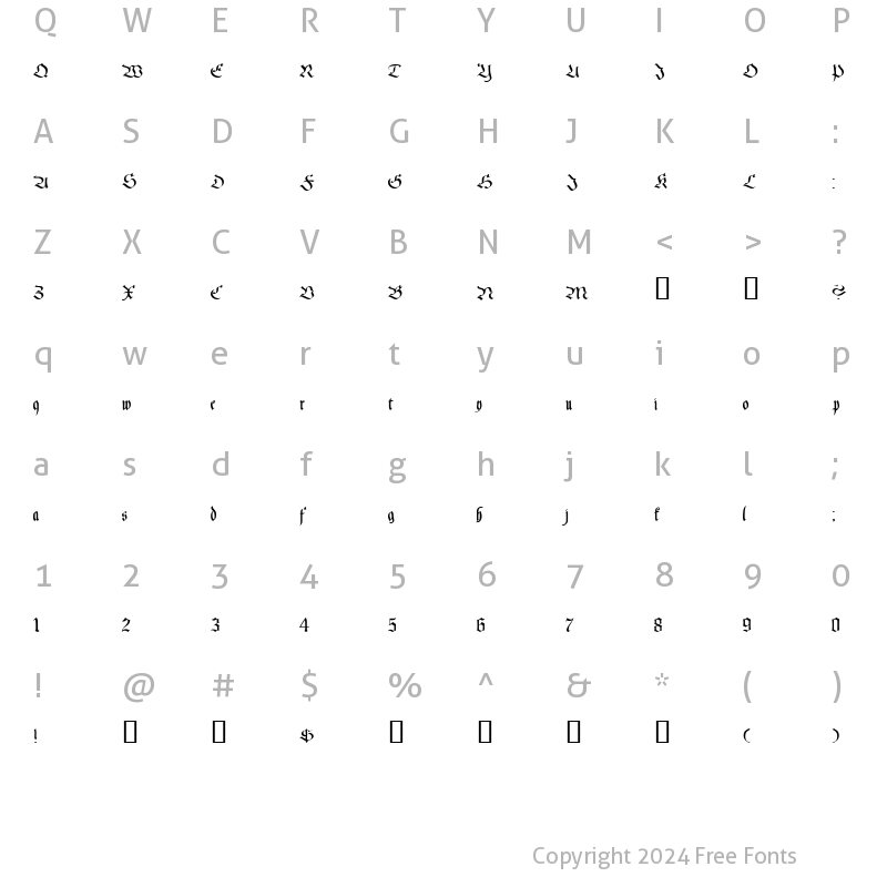 Character Map of CallifontsD39PostScript Regular