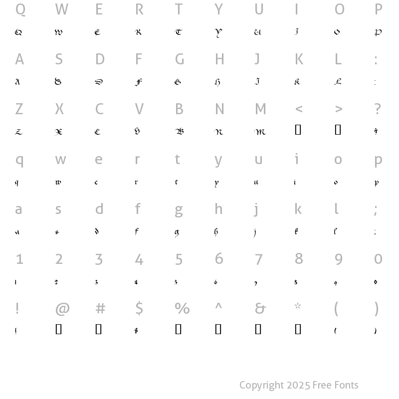 Character Map of CallifontsD40PostScript Regular