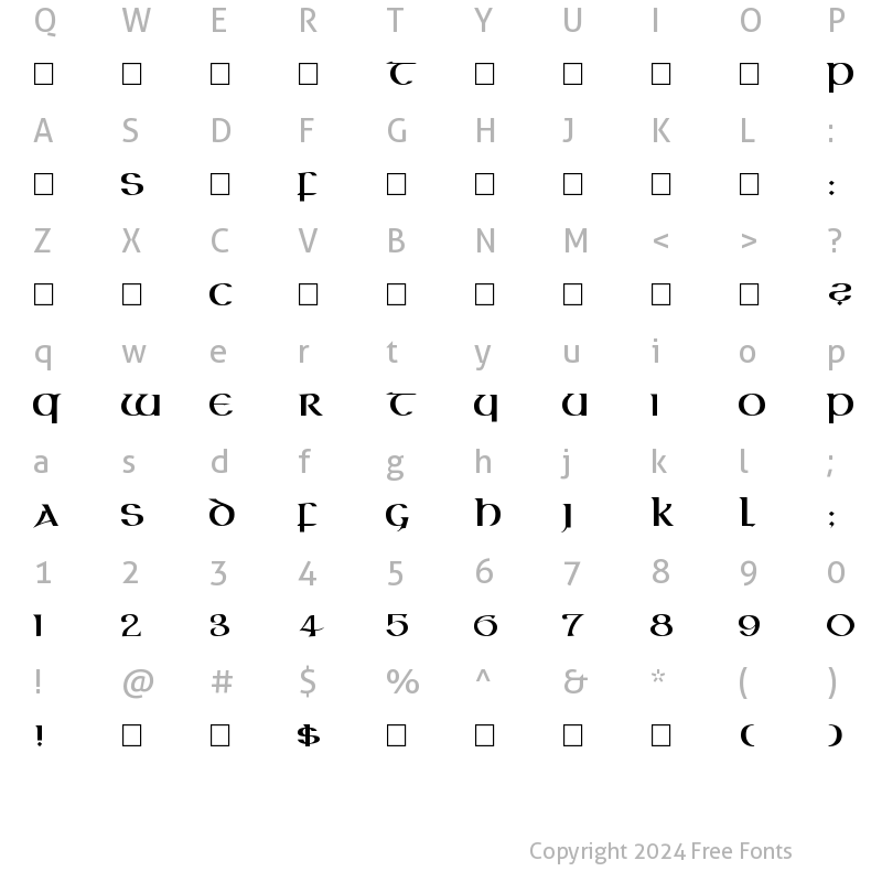 Character Map of CallifontsF56TrueType Regular