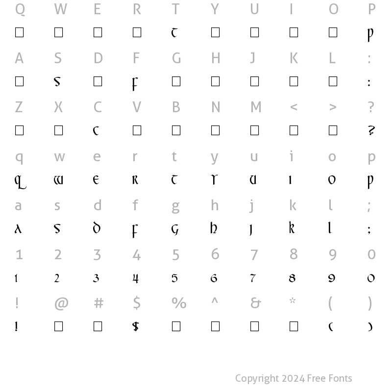 Character Map of CallifontsF57TrueType Regular