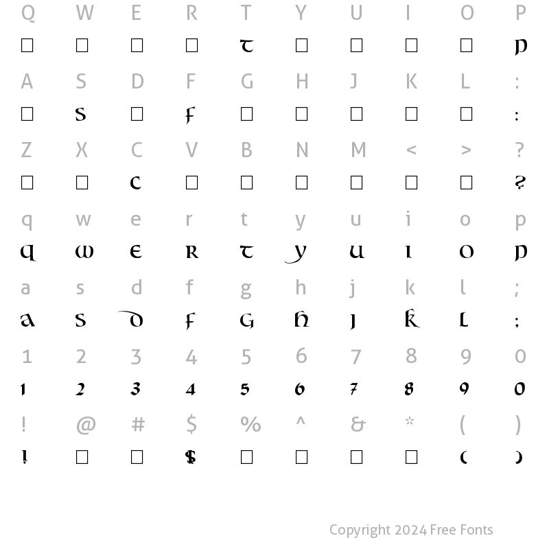 Character Map of CallifontsF60TrueType Regular