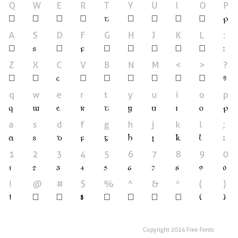 Character Map of CallifontsF61TrueType Regular