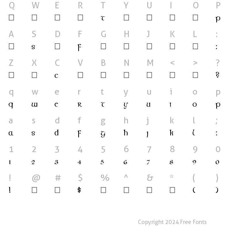 Character Map of CallifontsF62TrueType Regular