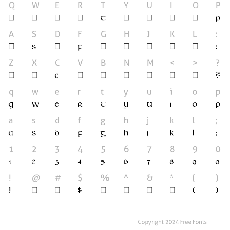 Character Map of CallifontsF63TrueType Regular