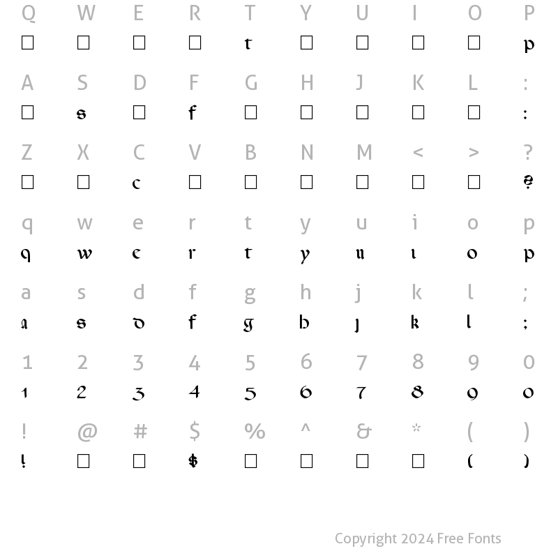 Character Map of CallifontsF64TrueType Regular